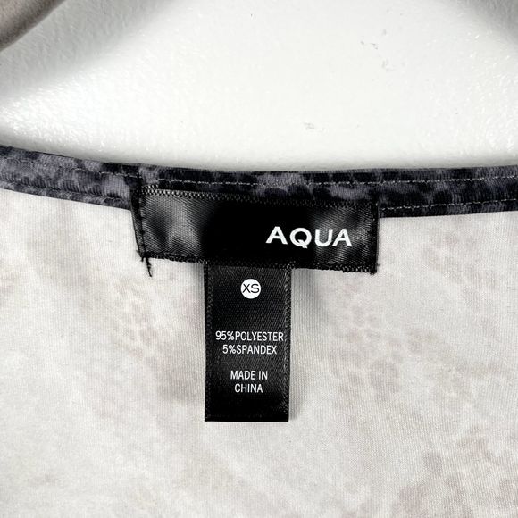 Aqua Bloomingdales Bodysuit Gray XS Polyester Blend Snake Print Sweetheart Neck - Picture 8 of 11